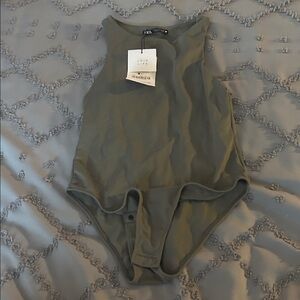 Zara Join Life Olive Sleeveless Bodysuit